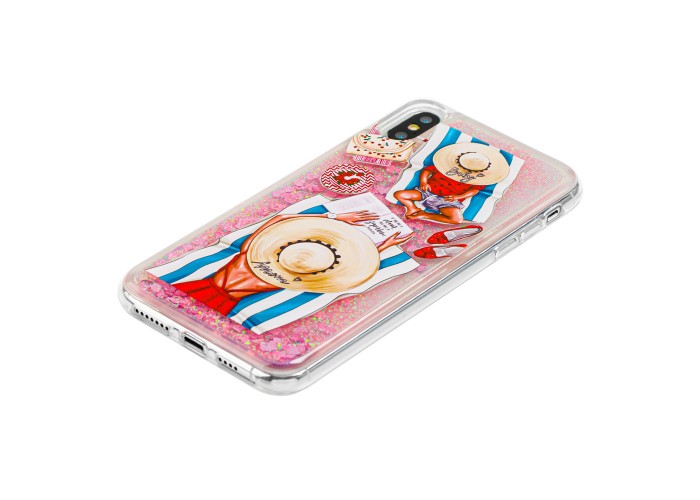 Чехол для iPhone Xs Max блестки вода 