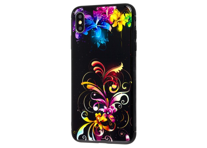 Чехол для iPhone Xs Max glass цветы