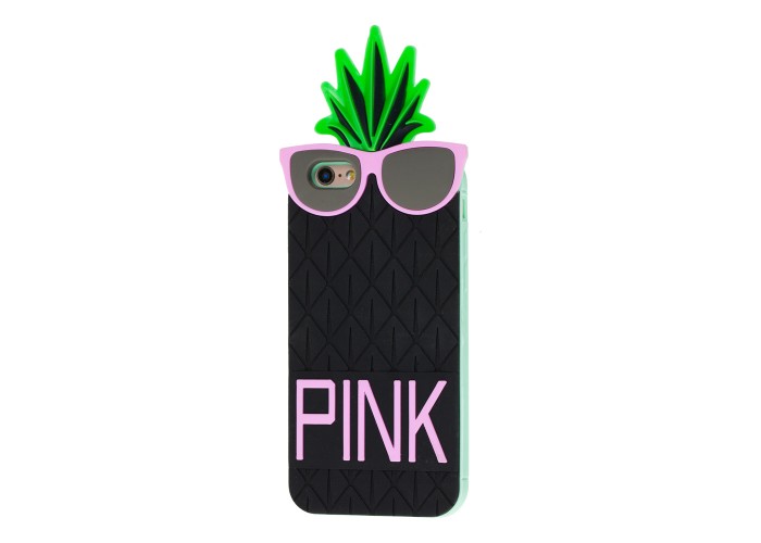 3D чехол pink для iPhone 6 ананас черный