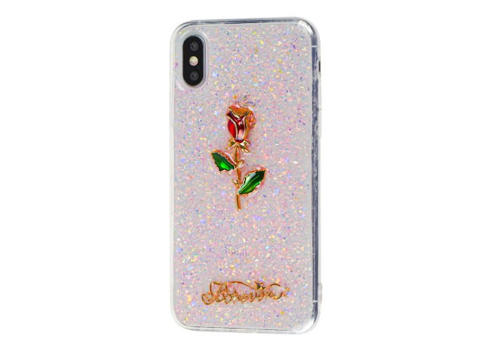 Чехол Forever для iPhone X / Xs с блестками розовый