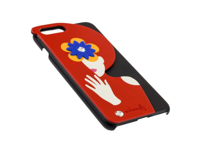 Чехол Glamour для iPhone 7 Plus / 8 Plus со стразами черно красный