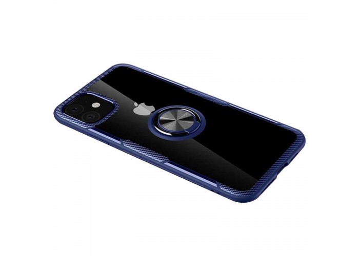 Чехол для iPhone 11 Deen CrystalRing с кольцом синий