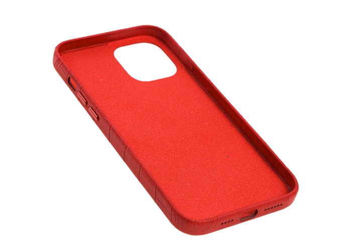 Чехол для iPhone 12 Pro Max Leather croco full красный