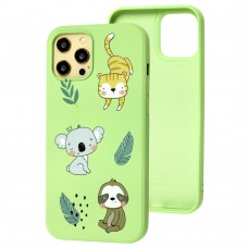 Чехол для iPhone 12 Pro Max Wave Fancy animals / mint gum