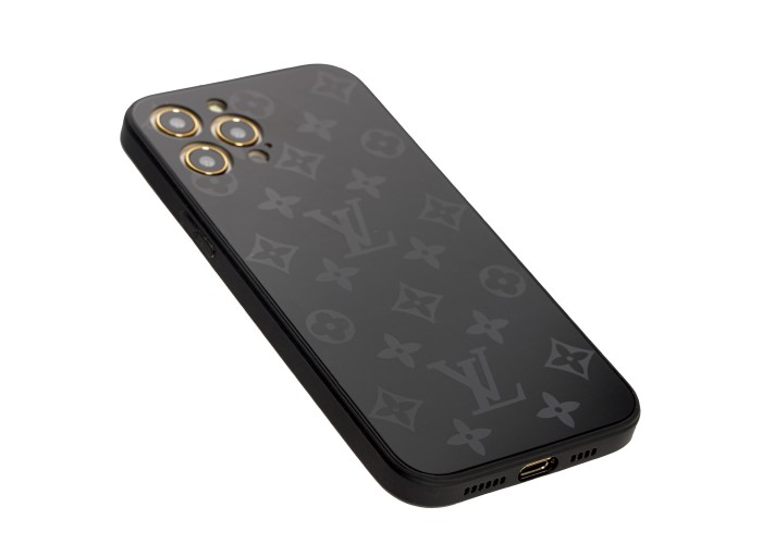 Чехол для iPhone 12 Pro Max glass LV черный
