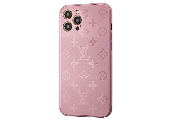 Чехол для iPhone 12 Pro Max glass LV розовый