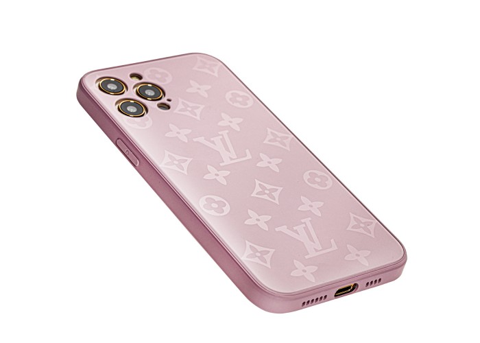Чехол для iPhone 12 Pro Max glass LV розовый