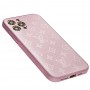 Чехол для iPhone 12 Pro Max glass LV розовый