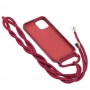Чехол для iPhone 12 / 12 Pro Wave Lanyard without logo rose red