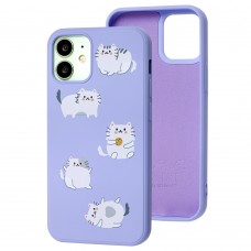 Чехол для iPhone 12 mini Wave Fancy fluffy cats / light purple
