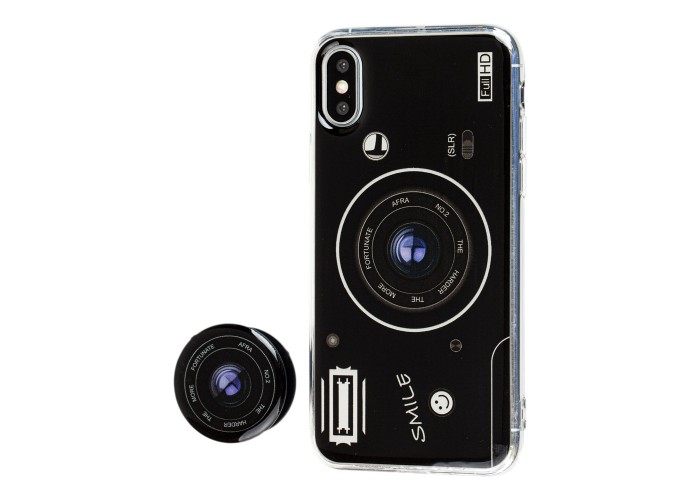 Чехол для iPhone X Photo Popsocket черный