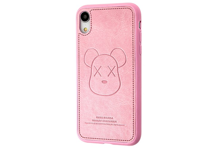 Чехол для iPhone Xr Kaws leather розовый