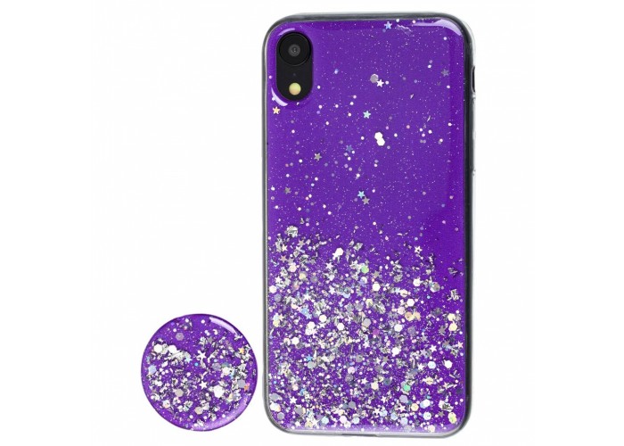 Чехол для iPhone Xr блестки + popsocket 
