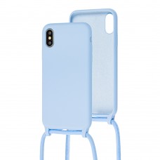 Чехол для iPhone Xs Max Lanyard without logo sky blue