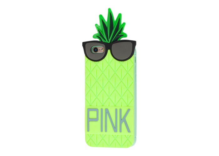 3D чехол pink для iPhone 6 ананас зеленый