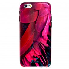 Чехол Glossy Feathers для iPhone 6 красно розовый