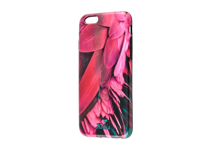 Чехол Glossy Feathers для iPhone 6 красно розовый
