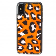 Чехол Neon песок для iPhone X / Xs оранжевый "леопард"