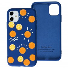 Чехол для iPhone 11 Liquid "апельсин" синий
