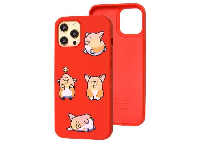 Чехол для iPhone 12 Pro Max Wave Fancy playing corgi / red