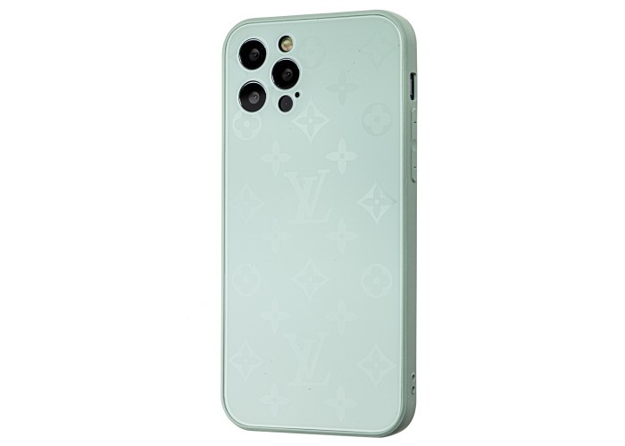 Чехол для iPhone 12 Pro glass LV бирюзовый