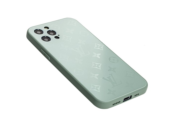 Чехол для iPhone 12 Pro glass LV бирюзовый