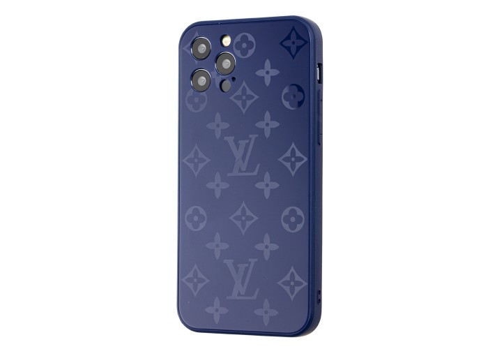 Чехол для iPhone 12 Pro glass LV синий