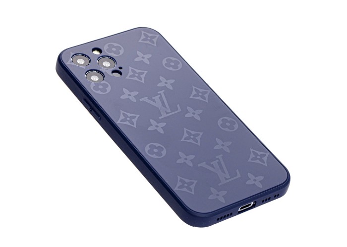 Чехол для iPhone 12 Pro glass LV синий