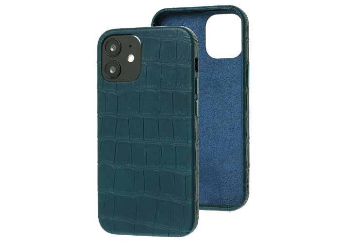 Чехол для iPhone 12 / 12 Pro Leather croco full зеленый