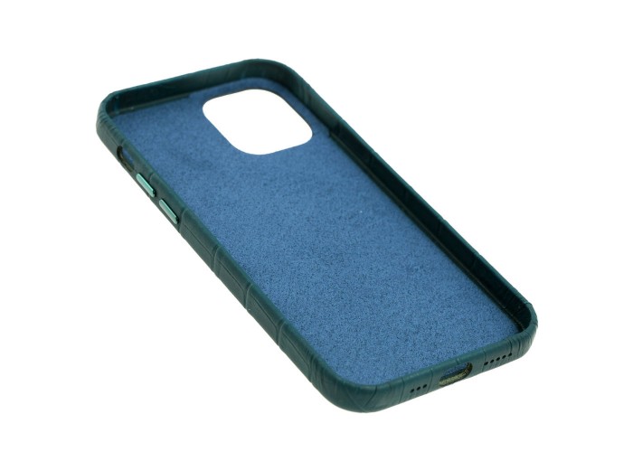Чехол для iPhone 12 / 12 Pro Leather croco full зеленый