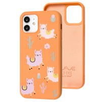 Чехол для iPhone 12 / 12 Pro Wave Fancy funny llamas / peach