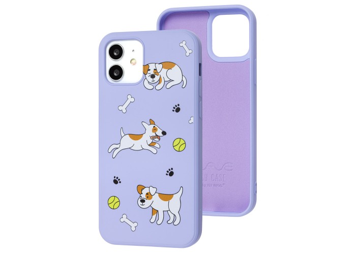 Чехол для iPhone 12 / 12 Pro Wave Fancy playful dog / light purple