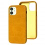 Чехол для iPhone 12 mini Leather croco full желтый