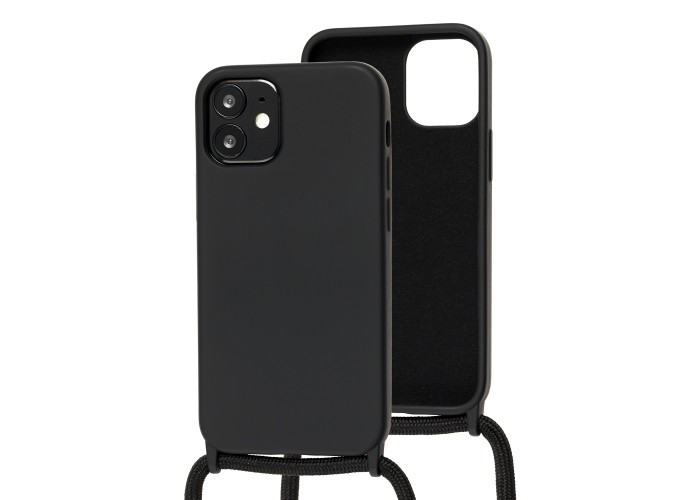 Чехол для iPhone 12 mini Wave Lanyard without logo черный