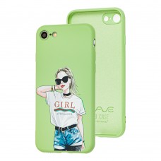 Чехол для iPhone 7 / 8 / SE2 Wave Fancy stranger girl / mint gum