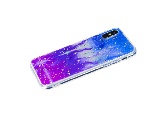 Чехол для iPhone X / Xs Galaxy розово синий