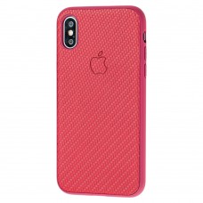 Чехол Carbon New для iPhone X / Xs темно-красный