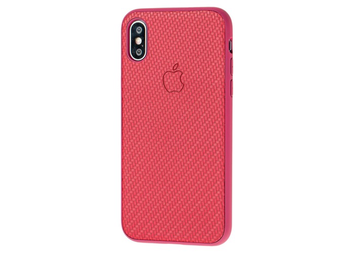 Чехол Carbon New для iPhone X / Xs темно-красный