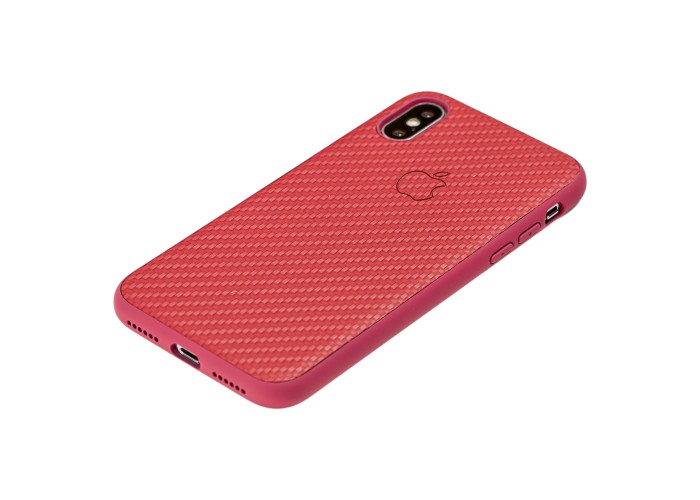 Чехол Carbon New для iPhone X / Xs темно-красный