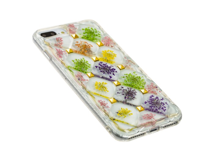 Чехол для iPhon 7 Plus / 8 Plus Flowers 3D укроп