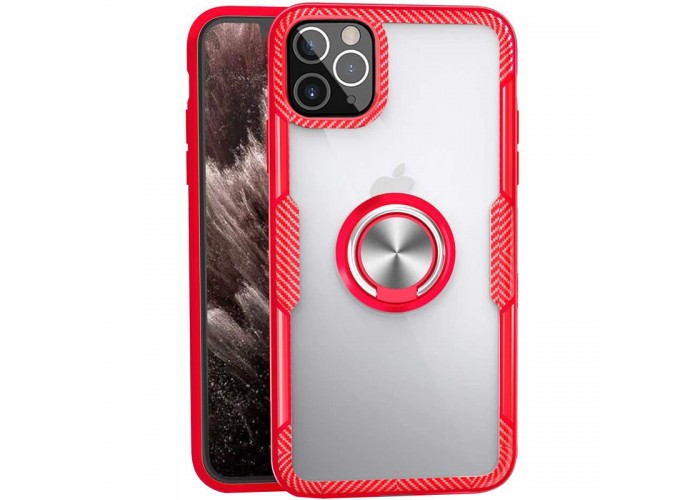 Чехол для iPhone 12 / 12 Pro Deen CrystalRing с кольцом красный