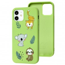 Чехол для iPhone 12 / 12 Pro Wave Fancy animals / mint gum