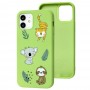 Чехол для iPhone 12 / 12 Pro Wave Fancy animals / mint gum