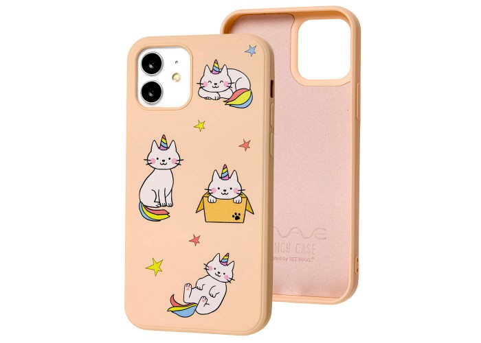 Чехол для iPhone 12 / 12 Pro Wave Fancy rainbow cat / pink sand