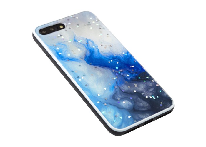 Чехол для iPhone 7 Plus / 8 Plus блестки print + popsocket 