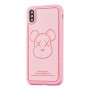 Чехол для iPhone X / Xs Kaws leather розовый