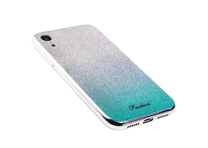 Чехол для iPhone Xr Ambre Fashion серебристый / бирюзовый