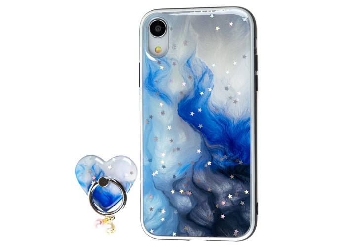 Чехол для iPhone Xr блестки print + popsocket 