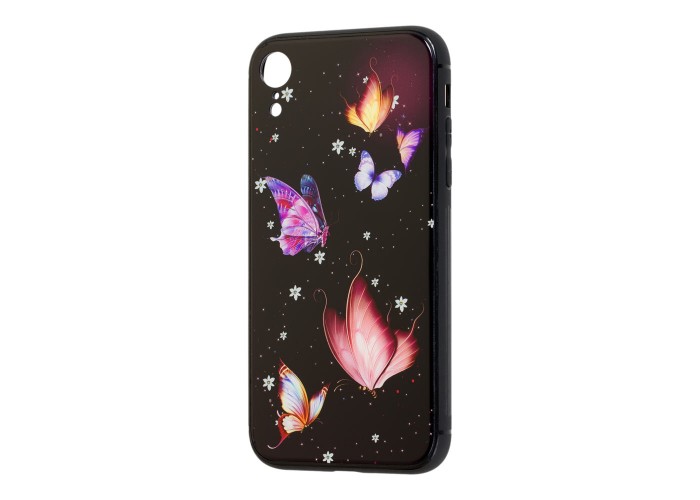 Чехол для iPhone Xr glass бабочки