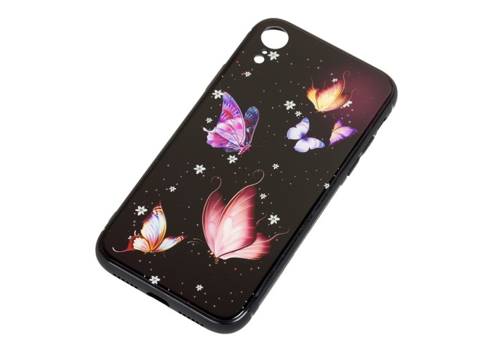 Чехол для iPhone Xr glass бабочки